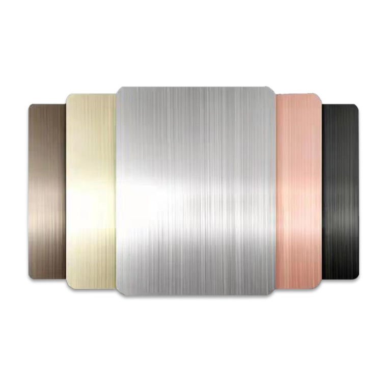 Colored brushed anodized aluminum swatches in bronze, black, and rose gold for custom projects.