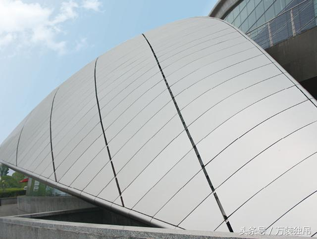 Custom curved walkway canopy cladding utilizing premium silver Anodized Aluminium Sheet Metal.