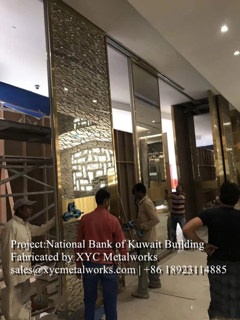 on-site-installation-gold-pvd-wavy-metal-screen-nbk